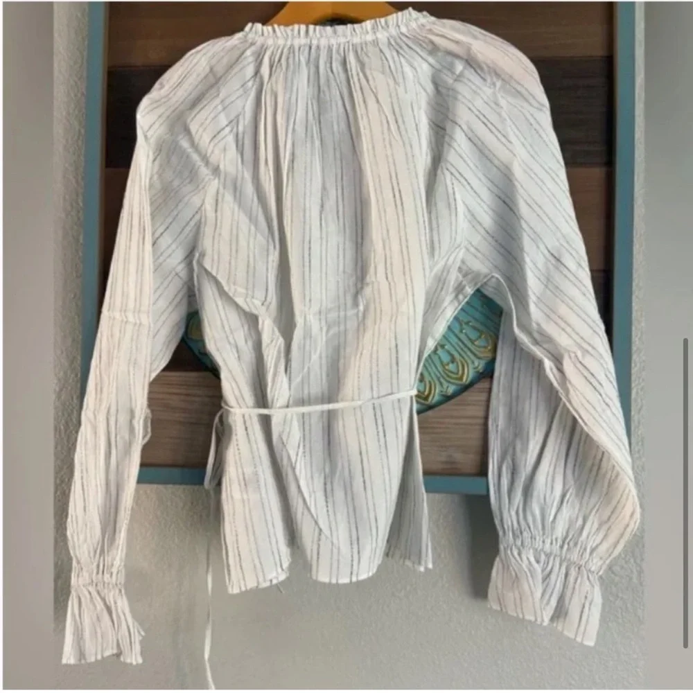 NWT JCrew Button-up tie-waist top in stripes